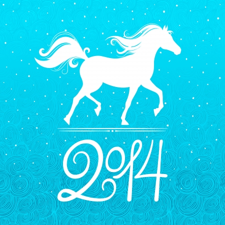 new year card with a symbol of the coming year - the horseのイラスト素材