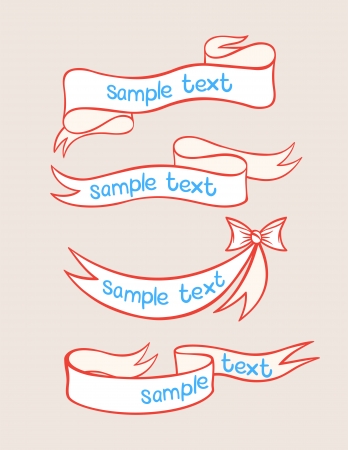 Set of four cute ribbons with place for textのイラスト素材