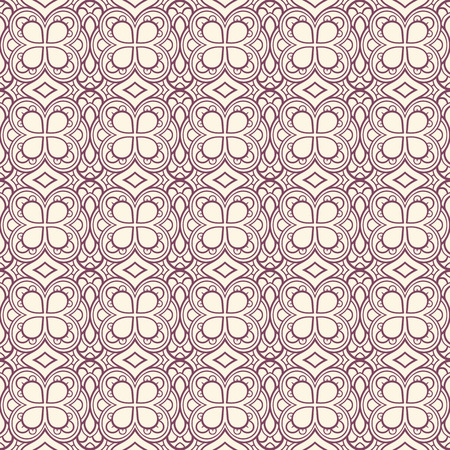 beautiful purple seamless retro pattern with flowers on a beige backgroundのイラスト素材