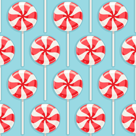 Cute seamless background with red and white striped candyのイラスト素材