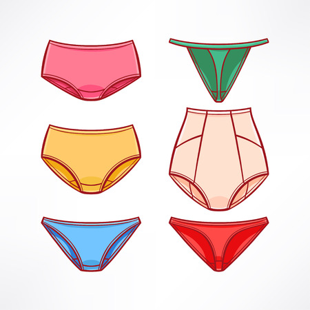 set with a variety of women's panties. a variety of colors and stylesのイラスト素材
