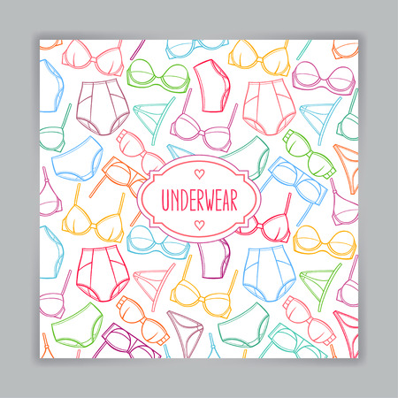 Card with beautiful female colored underwear and place for textのイラスト素材