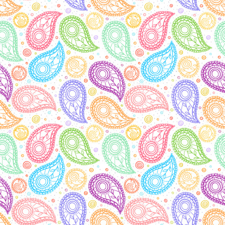 cute background with colorful paisley on a white backgroundのイラスト素材