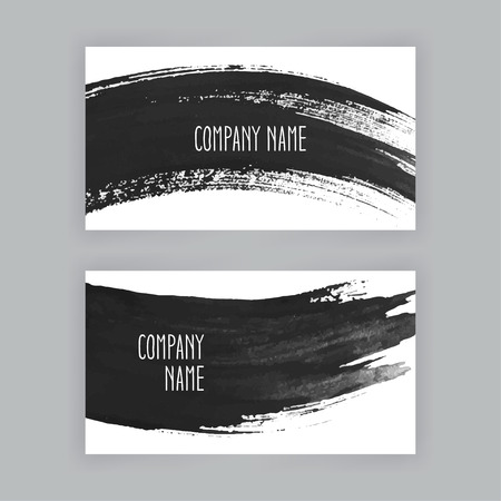 two business cards template with hand painted brush strokesのイラスト素材