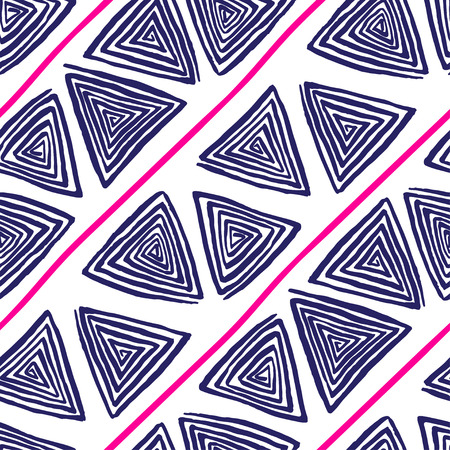abstract seamless pattern of triangle purple hand-drawn spiralsのイラスト素材