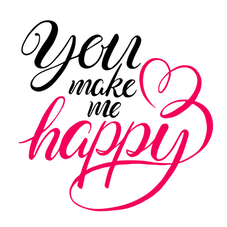 You make me happy. beautiful card with handwritten quoteのイラスト素材