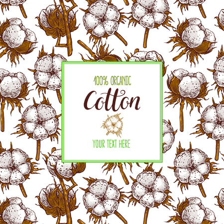 Beautiful colorful frame with cotton buds background. hand-drawn illustrationのイラスト素材