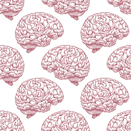 beautiful seamless pattern of brown brain. hand-drawn illustrationのイラスト素材