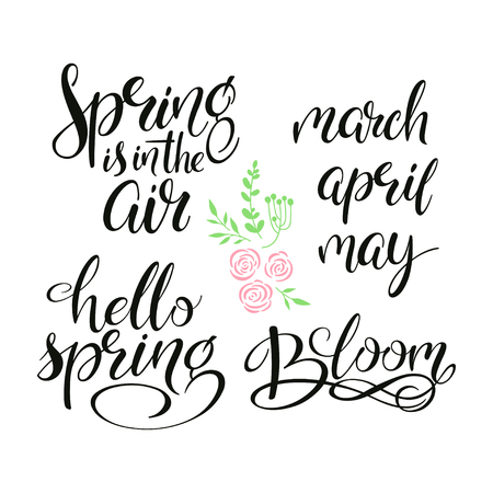 Spring lettering design. hand drawn lettering design on a white background. Typography for cards, poster, invitations and others. Vector illustrationのイラスト素材