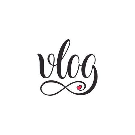Cute Vlog hand-drawn calligraphy. Modern lettering design for blog posts, social media and moreのイラスト素材