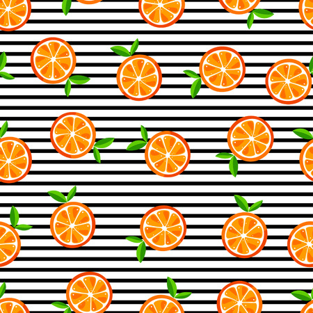 Cute seamless pattern of oranges. Vector illustrationのイラスト素材