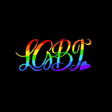 LGBT handlettering calligraphy. Symbol of lesbian, gay, bisexual, and transgenderのイラスト素材