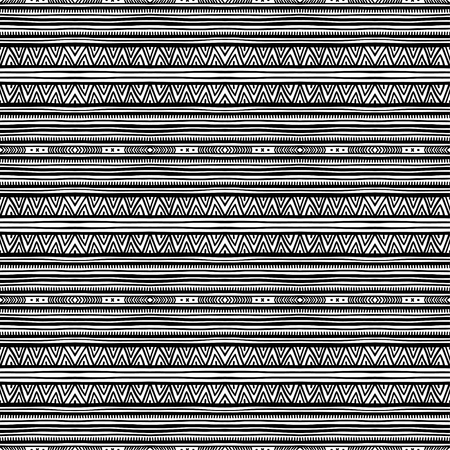 beautiful tribal striped black and white ornamentのイラスト素材