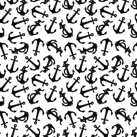 Cute seamless background of anchors. hand-drawn illustrationのイラスト素材