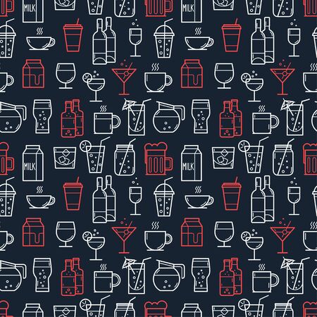 Set of drink and beverage icons. Vector illustrationのイラスト素材