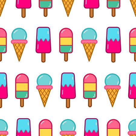 Ice cream seamless pattern, Vector background