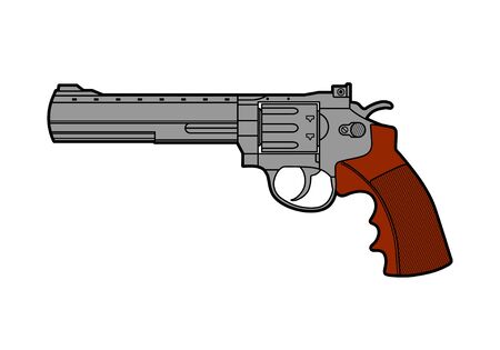 Icon of retro gun. Line stile vector illustration.のイラスト素材
