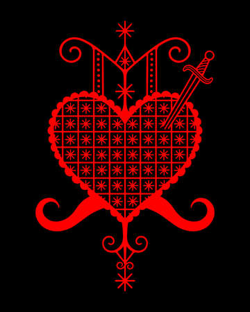Erzulie Dantor veve haitian voodoo symbolのイラスト素材