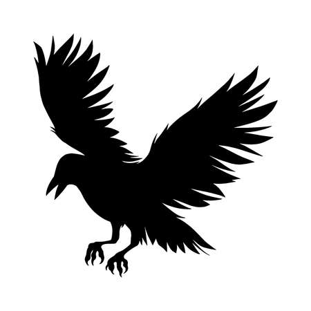 flying crow silhouetteのイラスト素材