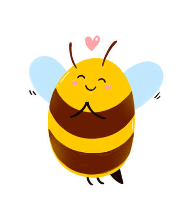 Smiling Cute Bee Cartoon Character. Vector Illustration Designのイラスト素材