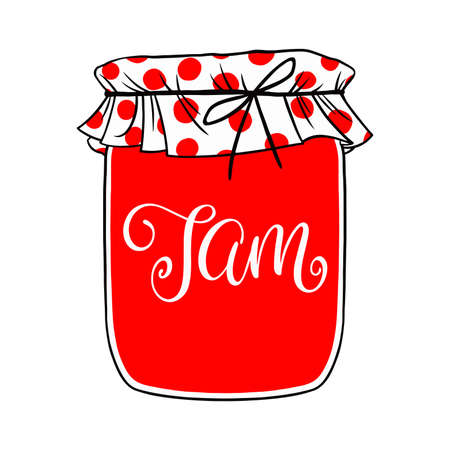 Vector illustration with vintage red jam jarのイラスト素材