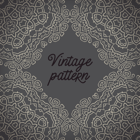 Vintage tile ornament pattern black wallpaperのイラスト素材