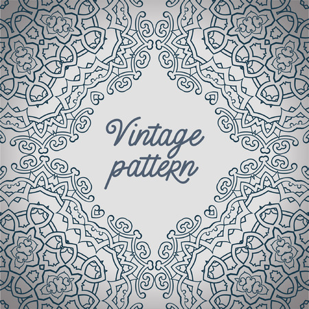 Vintage tile ornament pattern white wallpaperのイラスト素材