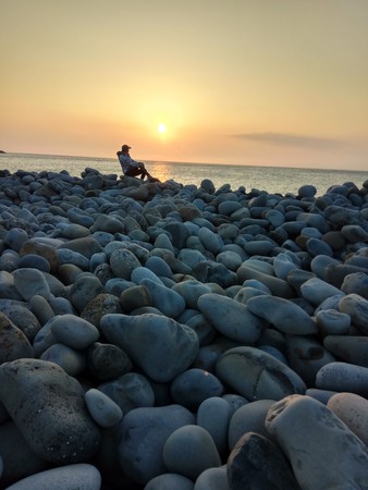 Sunset on Askold Islandの写真素材