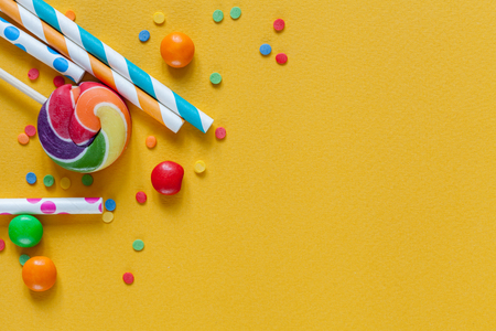 Celebration yellow backgroundの写真素材