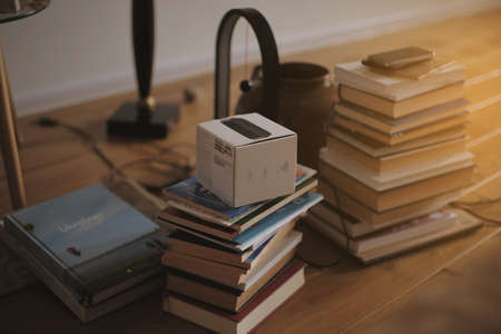Books on a wood flor