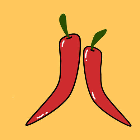 Illustration twice red chilli, good for product food, etc.の写真素材
