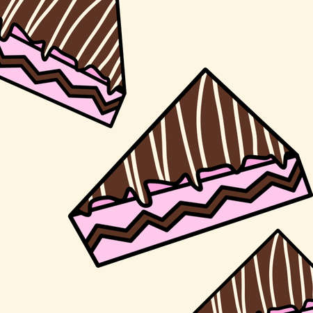 Illustration cake pink with cream chocolate, good for background, etc.の写真素材