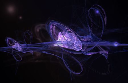 abstract curved blue neon stripesの写真素材