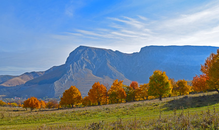 Autumn landscape with mountain, Transylvaniaの写真素材