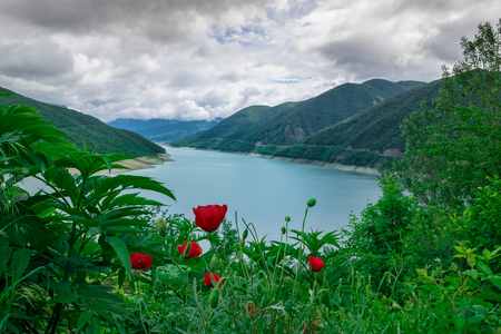 Jinvali Water Reservoir, Georgiaの写真素材