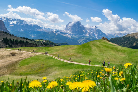 Beautiful landscape of Dolomites, Seceda mountains, Italy, Europe.