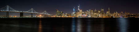 San Francisco Downtown Cityscape Panoramic Photo at Nightの写真素材
