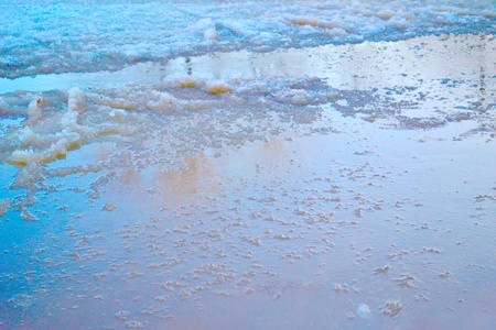 sky reflection at water ripplesの写真素材