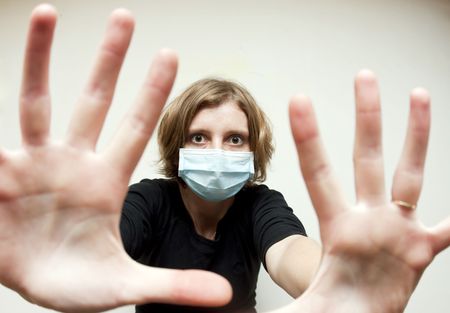 Woman with medical maskの写真素材