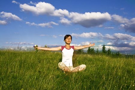 Woman enjoying summerの写真素材