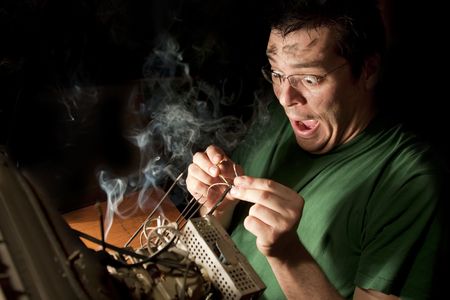 Electrician on fireの写真素材