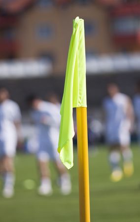 Corner flag in a soccer fieldの写真素材