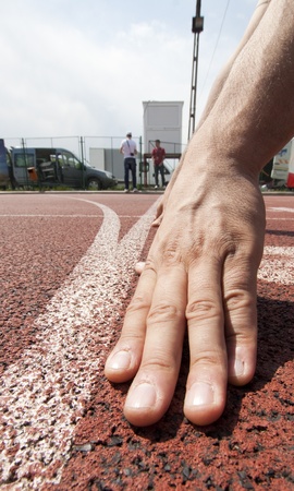Runner at starting lineの写真素材