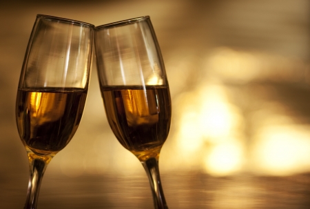 Bokeh background with champagne glassesの写真素材