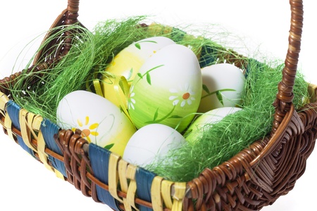 Easter eggs in basket