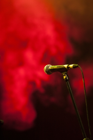 Microphone in stage lightsの写真素材