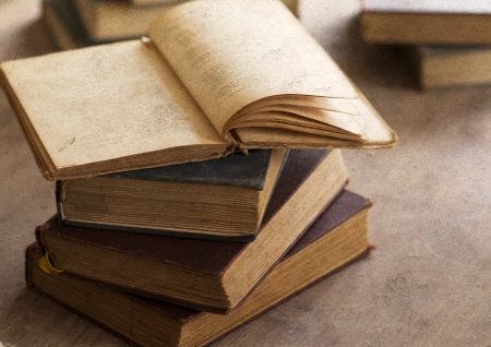 Pile of old books - vintage photoの写真素材