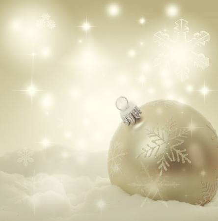 Christmas decorations in snowの写真素材