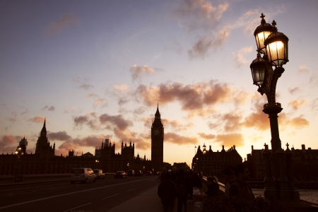 Big Ben silhouette at sunsetの写真素材