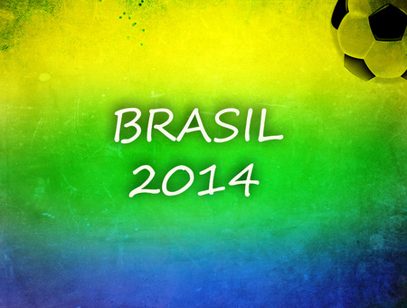 Vintage photo of Brazil flag and soccer ball の写真素材